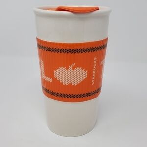 STARBUCKS TEAM PSL CERAMIC TRAVEL MUG COFFEE TUMBLER PUMPKIN SPICE LATTE 2016